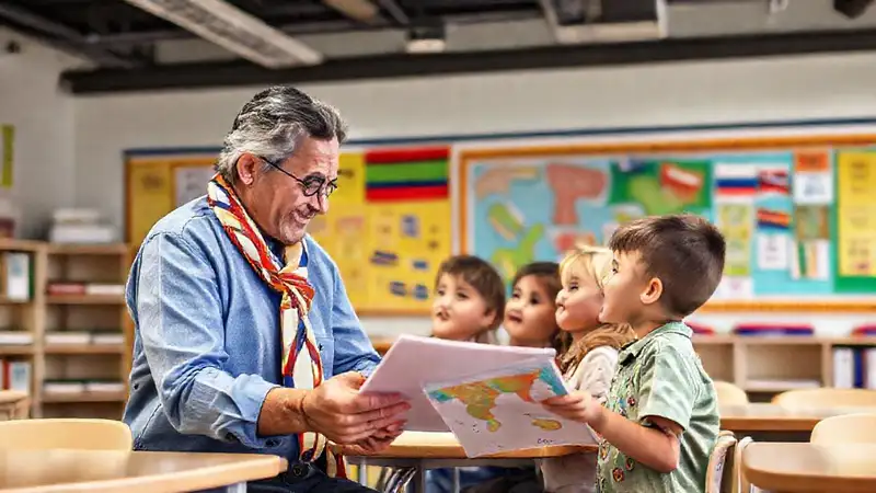 Padre enseña ciencias políticas a sus hijos