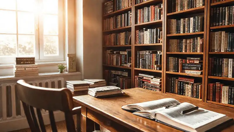 Espacio de estudio ordenado y acogedor