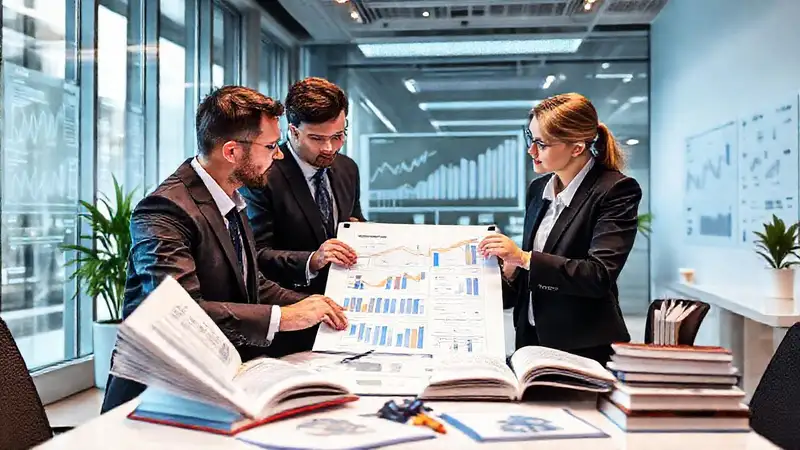 Personas analizando gráficos en oficina moderna