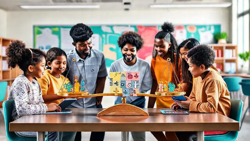 Estudiantes colaboran en aula inclusiva y moderna