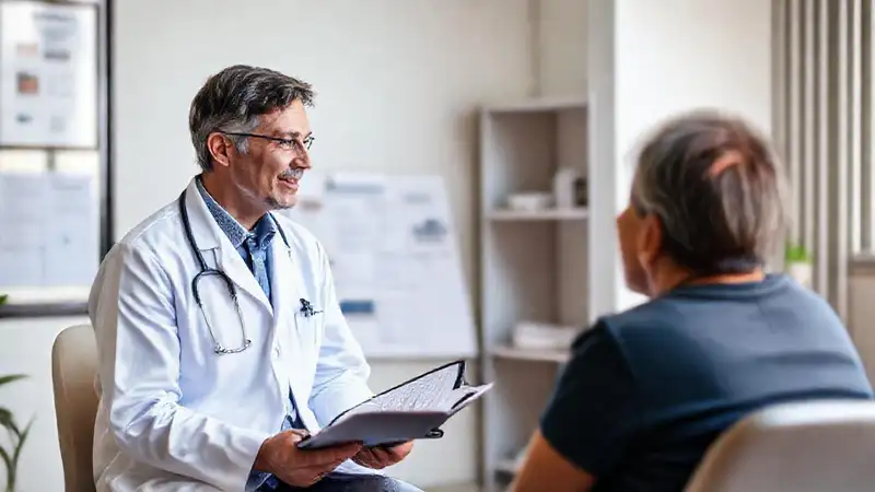 Doctor y paciente en consulta con confianza