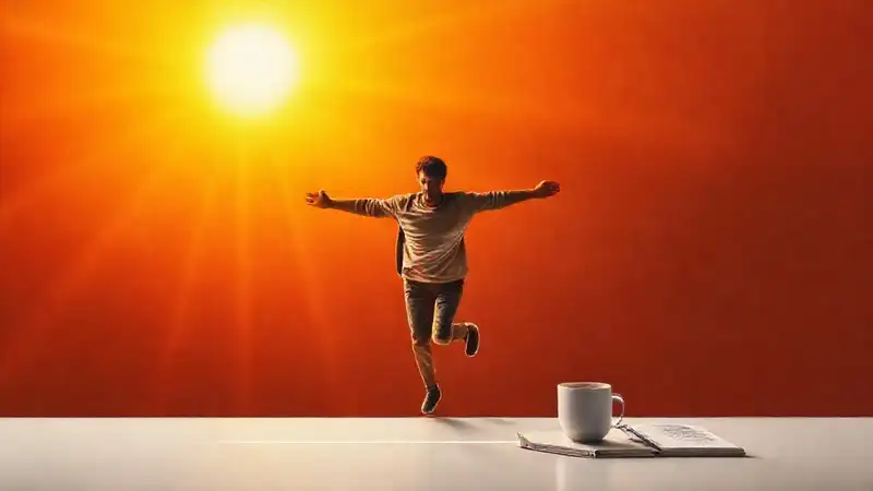 Persona motivada cruzando la meta con energía