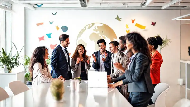 Profesionales diversos colaborando en oficina moderna