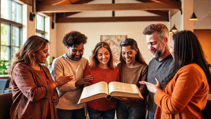 Personas diversas apoyándose en comunidad y fe