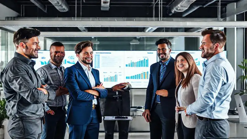 Equipo profesional en oficina moderna y organizada