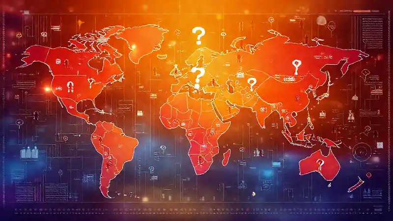 Mapa global con símbolos éticos y humanos