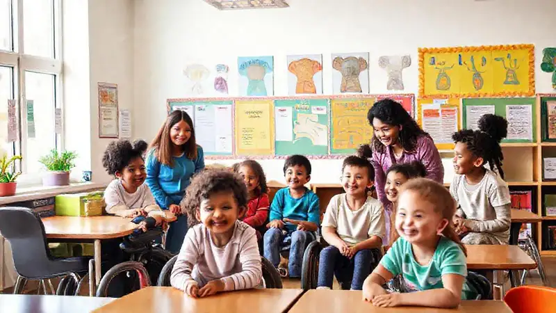 Estudiantes y docentes en ambiente inclusivo y diverso