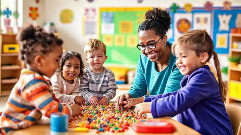 Niños felices en aula inclusiva y sensorial