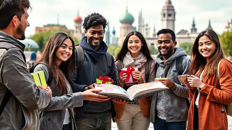 Estudiantes internacionales intercambian regalos en campus
