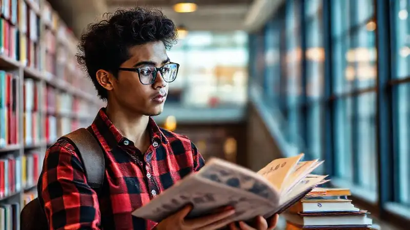 Estudiante estudia psicología en ambiente inspirador