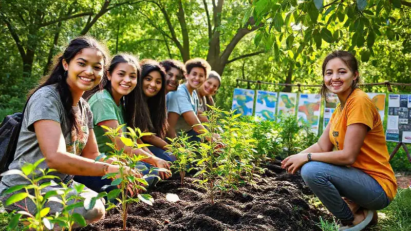 Estudiantes plantan árboles en taller ecológico