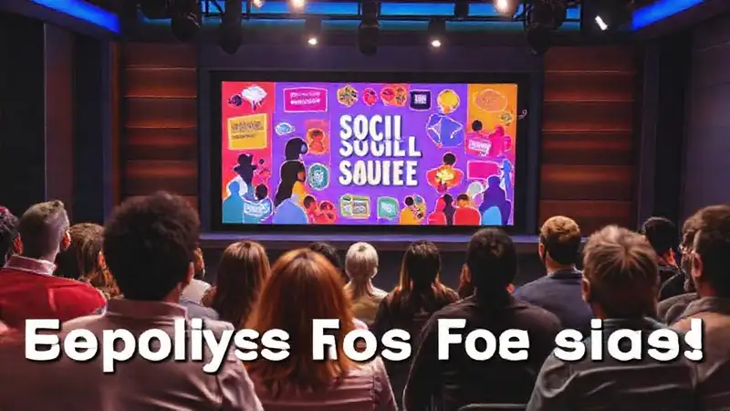Estudio televisivo con temática social y colorido