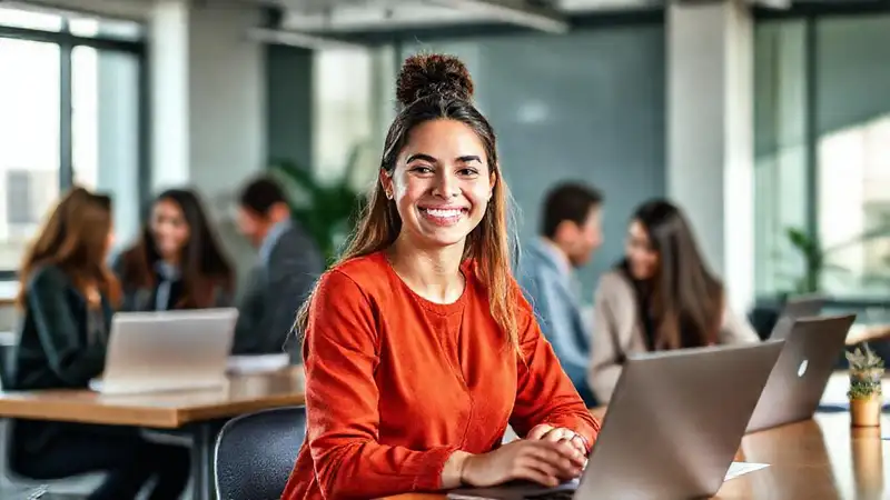 Joven profesional confiado en oficina moderna