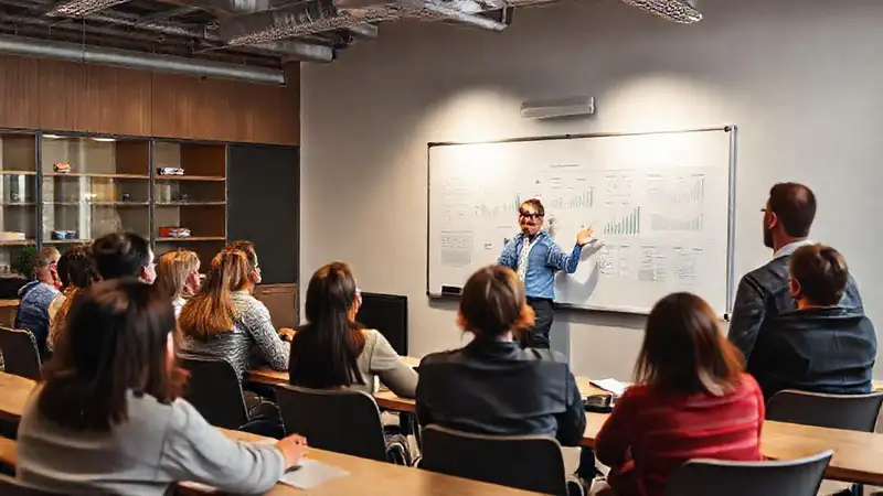 Clase moderna con adultos y instructor dinámico