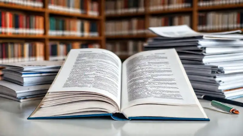Libro abierto con documentos en ambiente académico