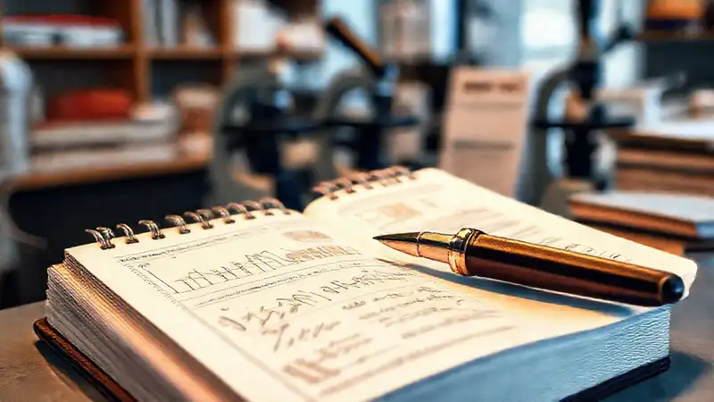 Cuaderno abierto con notas y gráficos científicos