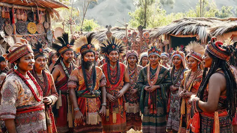 Antropólogos en vibrante comunidad indígena cultural