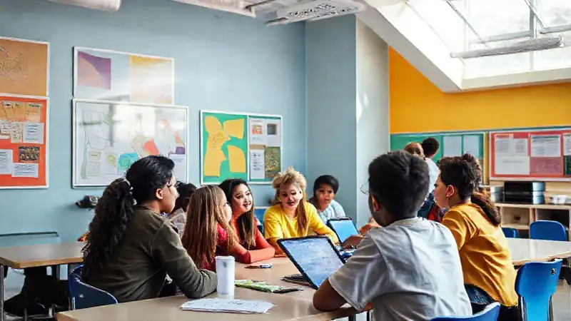 Clase secundaria interactiva y diversa con tecnología