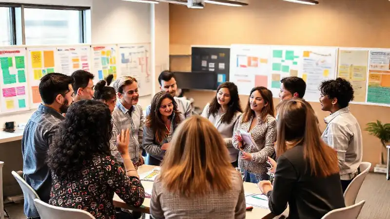 Discusión grupal participativa en ambiente dinámico