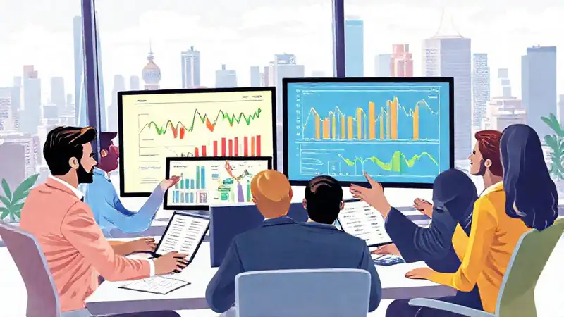 Economistas analizan datos en oficina moderna