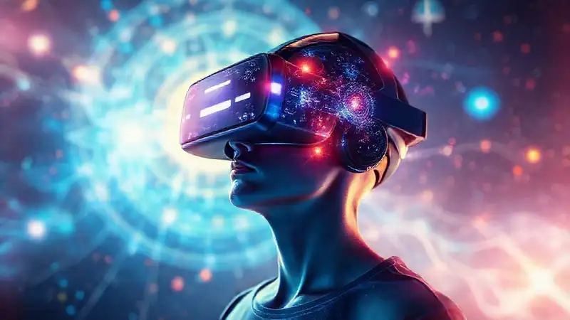 Auriculares de realidad virtual con símbolos espirituales