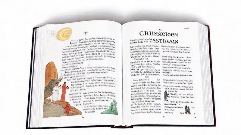 Libros modernos de misión cristiana con imágenes simbólicas