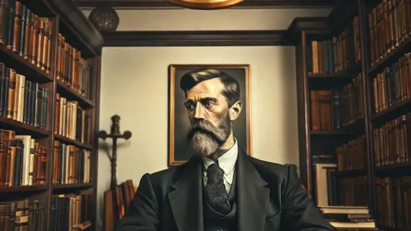 Retrato de Weber en ambiente académico clásico