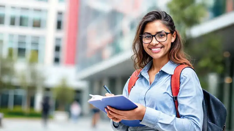 Estudiante confiado, tomando notas con determinación