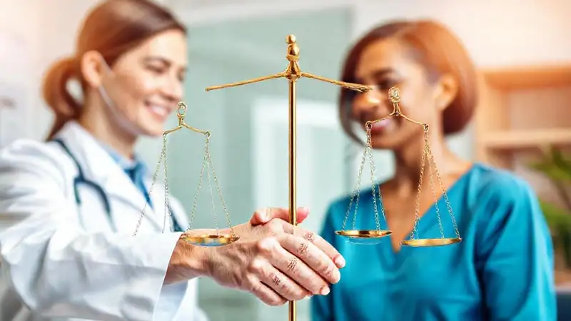Doctor y paciente con ética y empatía