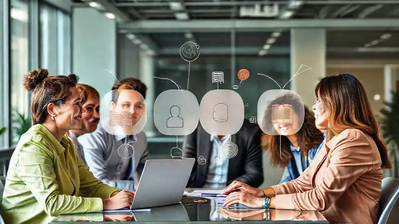 Reunión empresarial con profesionales y éxito