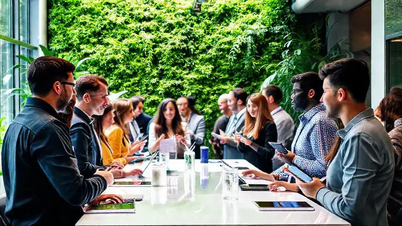 Evento de networking profesional en ambiente sostenible