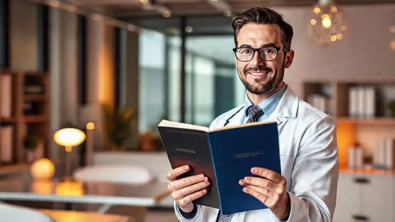 Psicólogo confiado en oficina moderna y profesional
