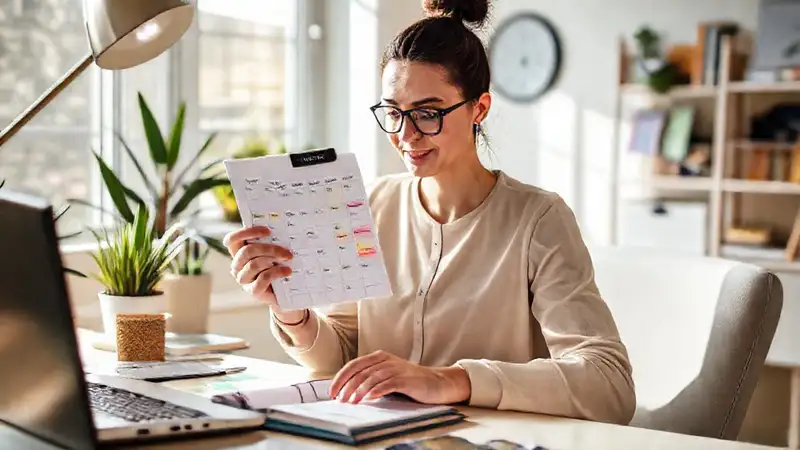 Persona productiva organiza su día con estilo