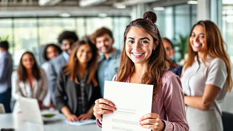 Joven antropólogo con diploma en oficina moderna