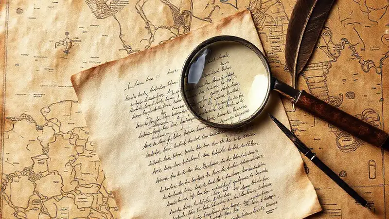 Papel antiguo con notas y mapas vintage