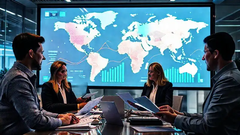 Análisis financiero en oficina moderna y digital