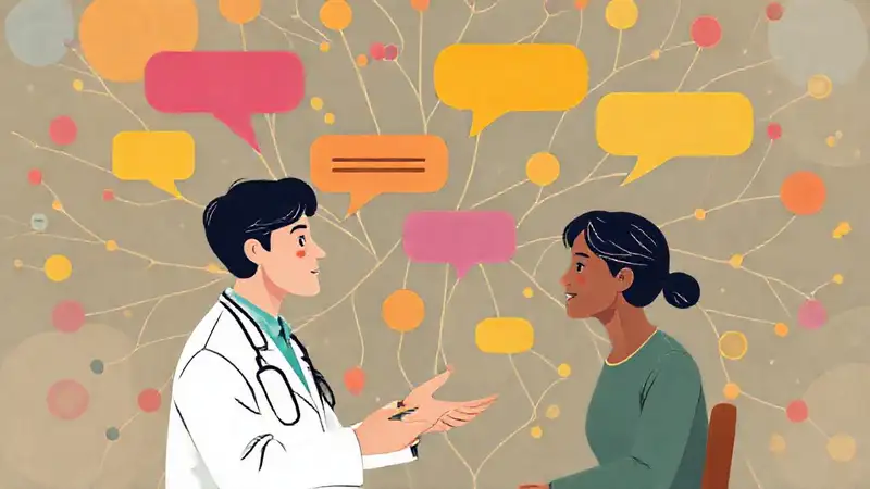 Terapeuta y paciente en comunicación moderna y colorida