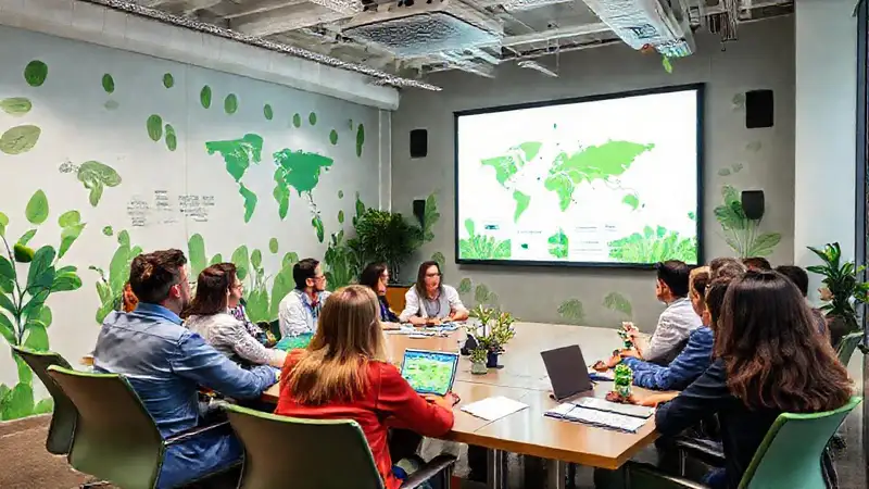 Reunión profesional ecológica con presentación interactiva