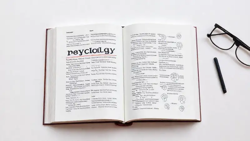 Libro abierto con notas y estilo minimalista