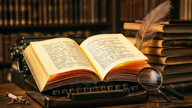 Libro abierto, luz cálida, atmósfera académica
