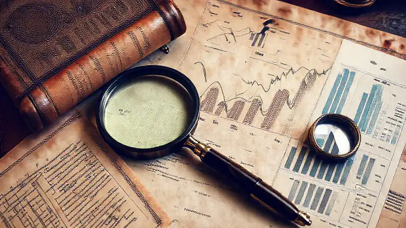 Documentos antiguos con herramientas modernas y detalles
