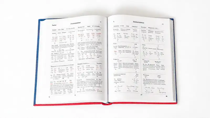 Libro didáctico con diagramas y diseño minimalista