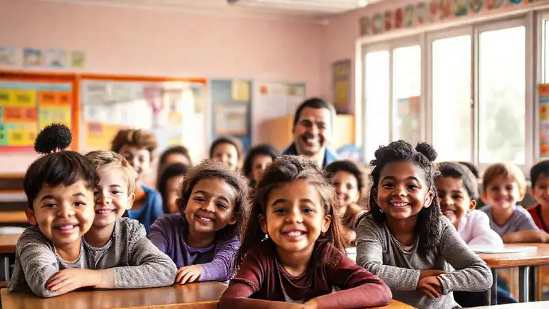 Aula vibrante con estudiantes felices y amables