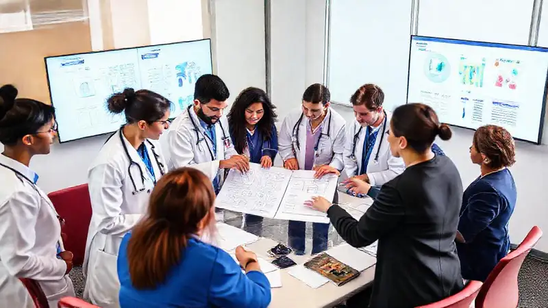Profesionales de salud colaboran en un entorno dinámico