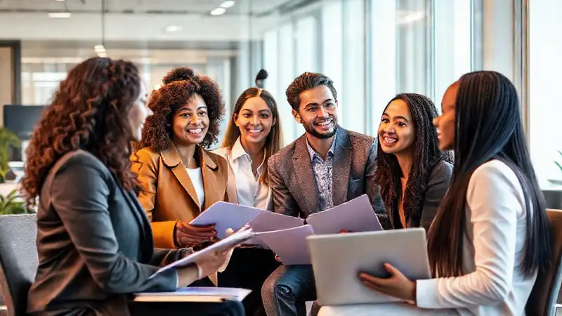 Entrevista profesional en oficina moderna y dinámica