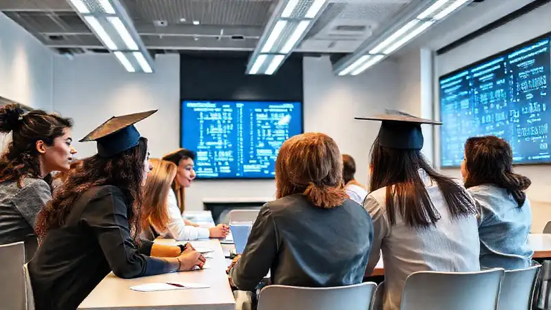 Graduados en matemáticas en aula moderna colaborativa