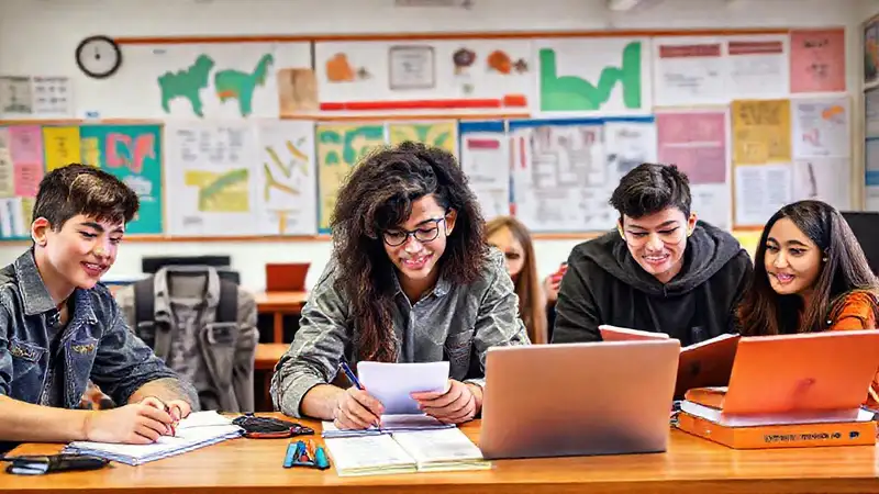 Periodistas jóvenes en un aula creativa