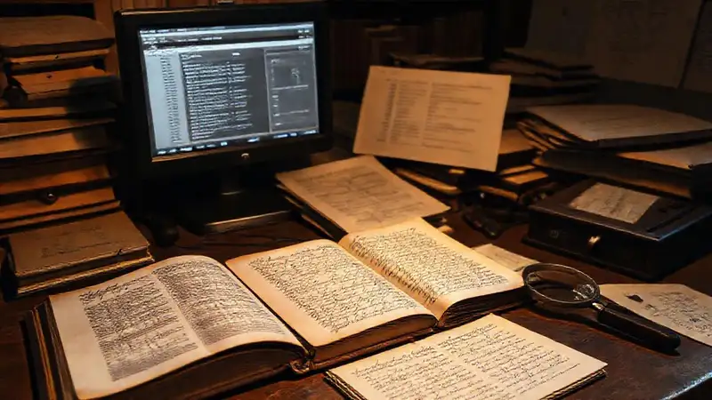 Espacio de investigación histórica con documentos antiguos