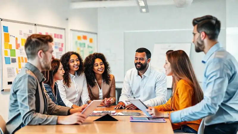 Reunión moderna de trabajo en equipo dinámica