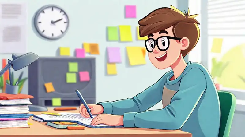 Estudiante motivado en un espacio organizado y vibrante